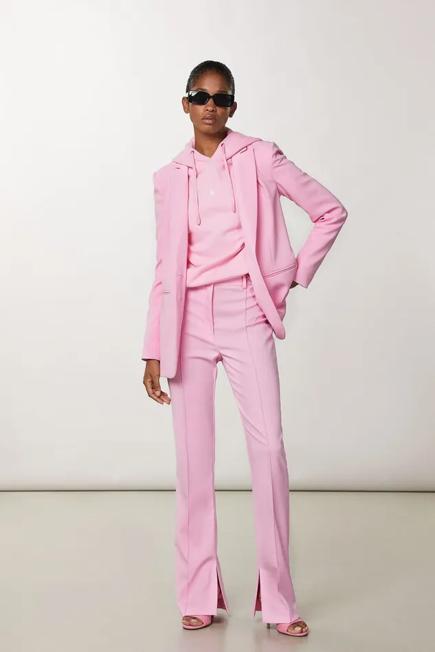 Patrizia Pepe Slim Pants With Side Slit Pink Fresh Pink Apparel Slim and Skinny