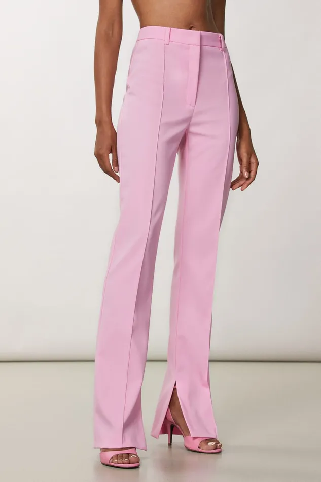 Patrizia Pepe Slim Pants With Side Slit Pink Fresh Pink Apparel Slim and Skinny