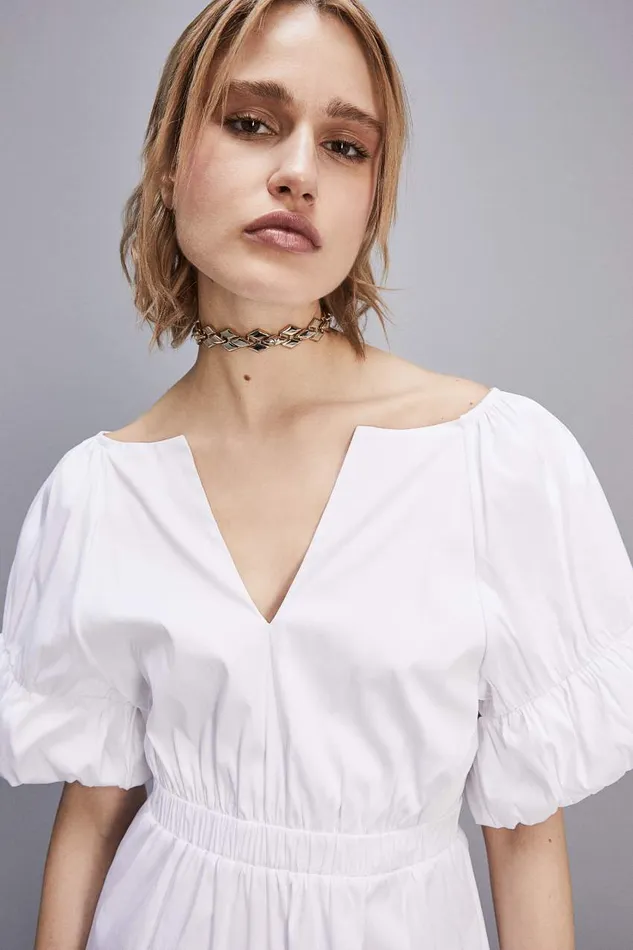 Patrizia Pepe Soft Stretch Cotton Blend Dress White Bianco Ottico Apparel Mini