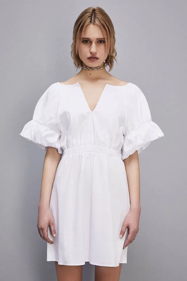 Patrizia Pepe Soft Stretch Cotton Blend Dress White Bianco Ottico Apparel Mini