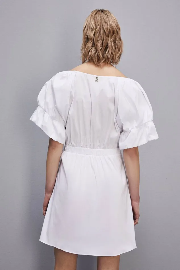 Patrizia Pepe Soft Stretch Cotton Blend Dress White Bianco Ottico Apparel Mini