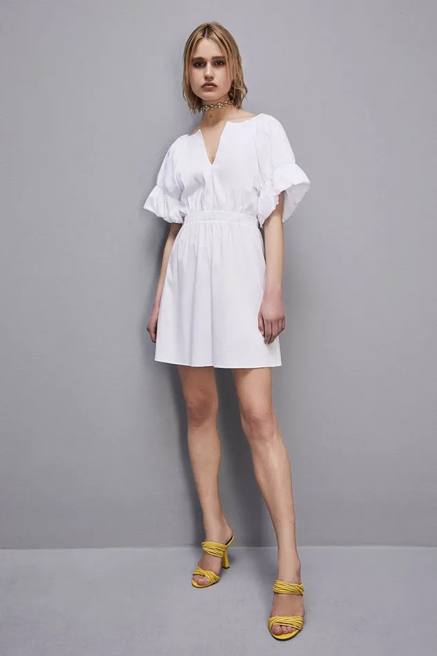 Patrizia Pepe Soft Stretch Cotton Blend Dress White Bianco Ottico Apparel Mini