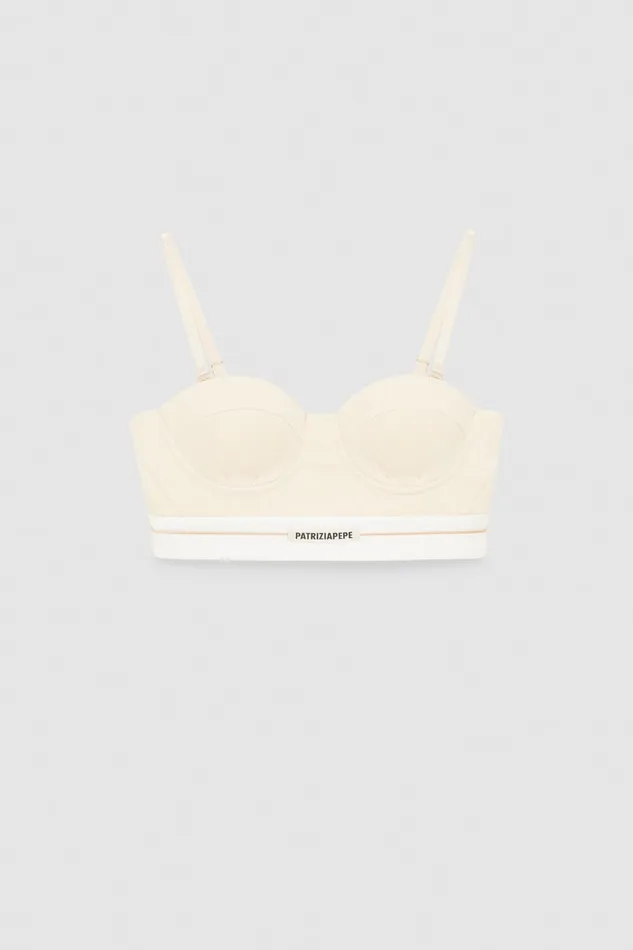 Patrizia Pepe Tailored Bustier With Belt Beige Ivory Skin Apparel Lingerie