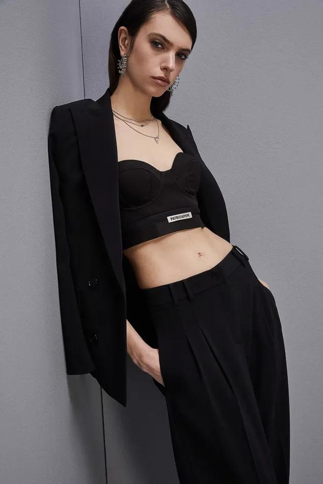 Patrizia Pepe Tailored Bustier With Belt Black Nero Apparel Lingerie