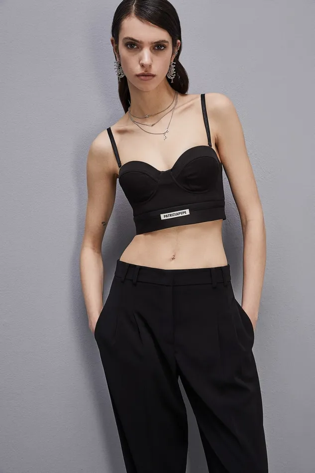 Patrizia Pepe Tailored Bustier With Belt Black Nero Apparel Lingerie