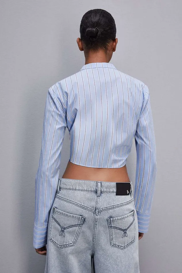 Patrizia Pepe Vneck Shirt With Knot Simple Stripes Apparel Shirts