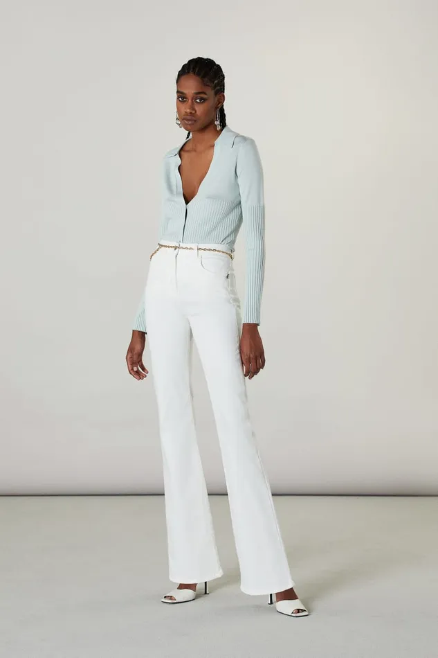 Patrizia Pepe White Fly Embroidery Jeggings Bianco Apparel Jeans