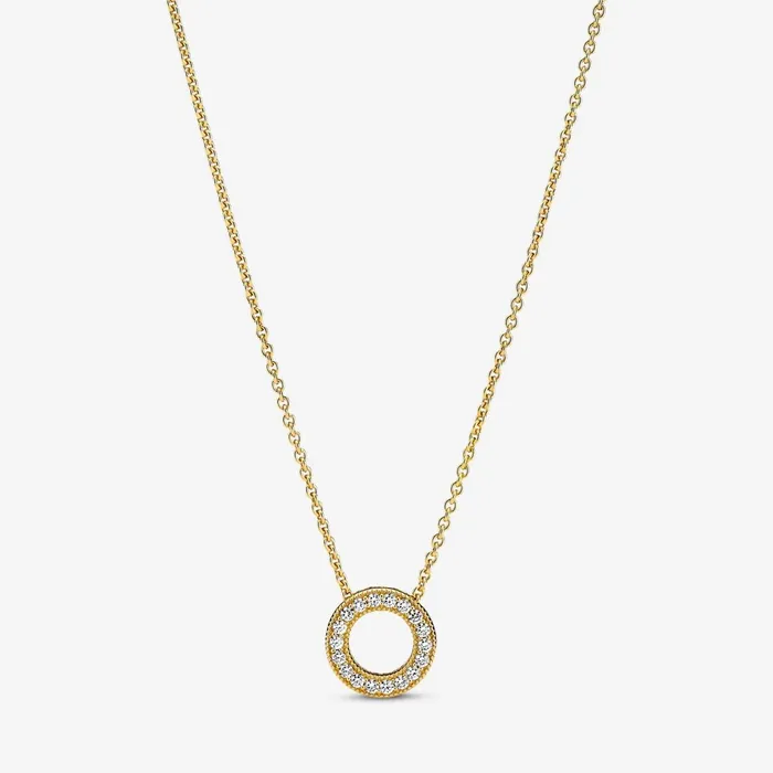 Pendant Necklaces Women Pandora Online Logo Pav Circle Collier Necklace Gold Plated
