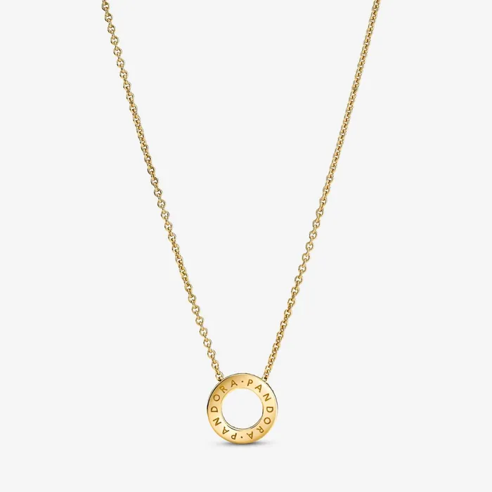 Pendant Necklaces Women Pandora Online Logo Pav Circle Collier Necklace Gold Plated