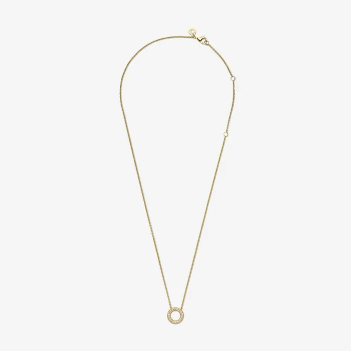 Pendant Necklaces Women Pandora Online Logo Pav Circle Collier Necklace Gold Plated