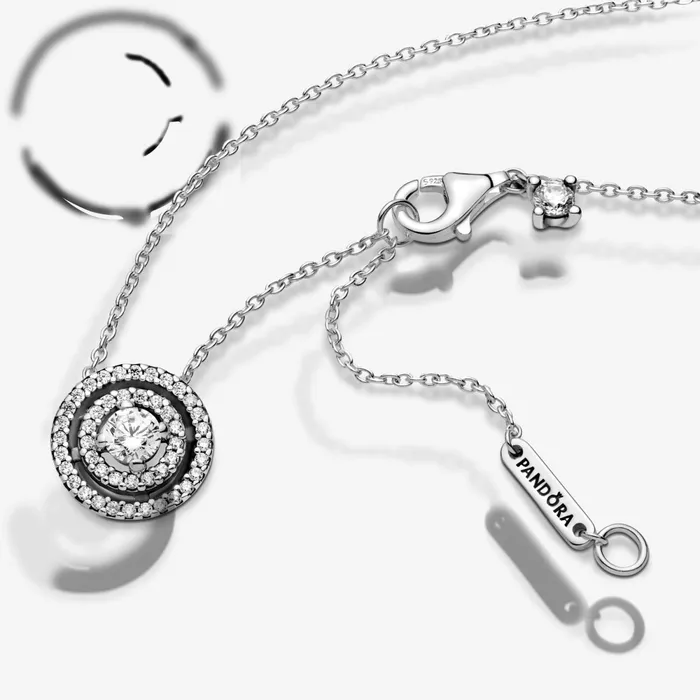 Pendant Necklaces Women Pandora Sparkling Double Halo Collier Necklace