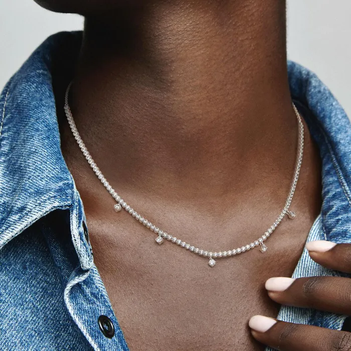 Pendant Necklaces Women Pandora Sparkling Drop Collier Necklace