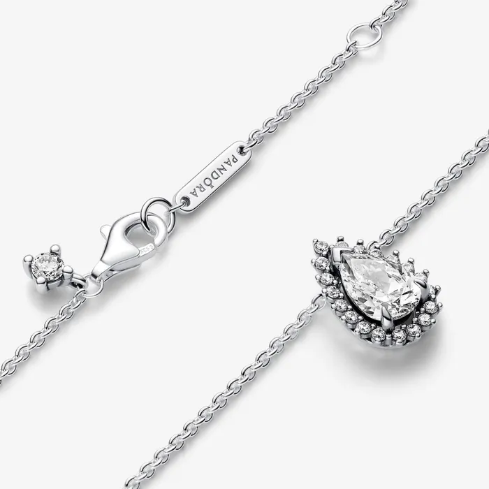 Pendant Necklaces Women Pandora Sparkling Pear Halo Collier Necklace