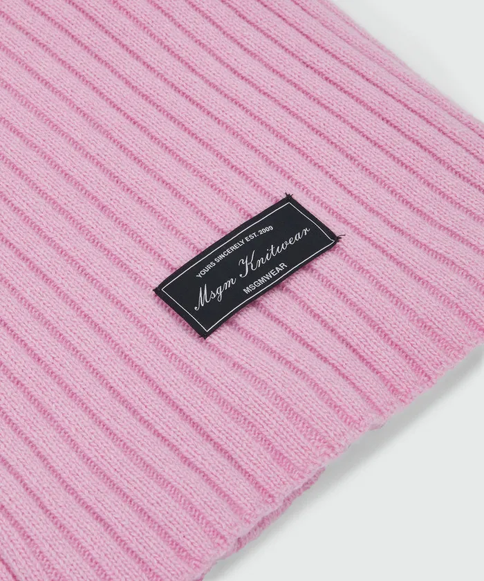 Pink Ribbed Wool Scarf Women MSGM Hats Scarves And Gloves