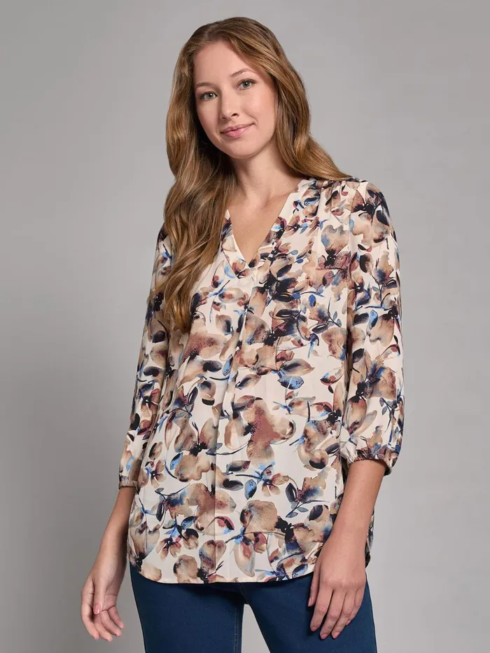 Plus Print VNeck Pleated Kelly Blouse Women Jones New York Plus Tops Plus Print VNeck Pleated Kelly Blouse Women Jones New York Plus Tops