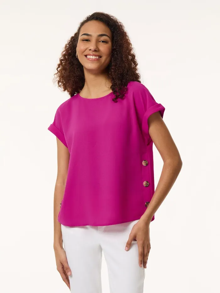 Plus Size Button Detail Blouse Jasper Crepe Women Jones New York Plus Tops