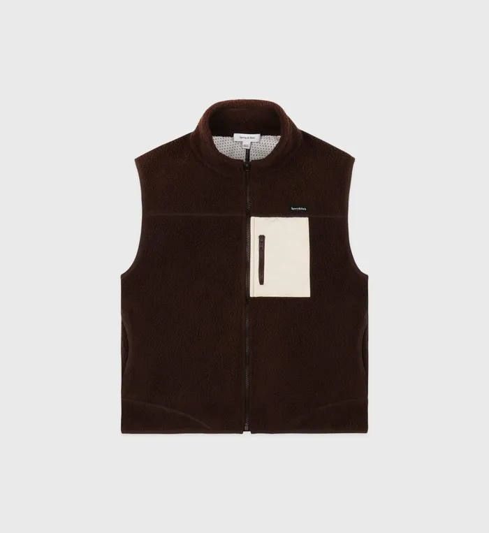 Polar Fleece And Sherpa Women Sporty and Rich Zipped Sherpa Vest 8211 ChocolateCream