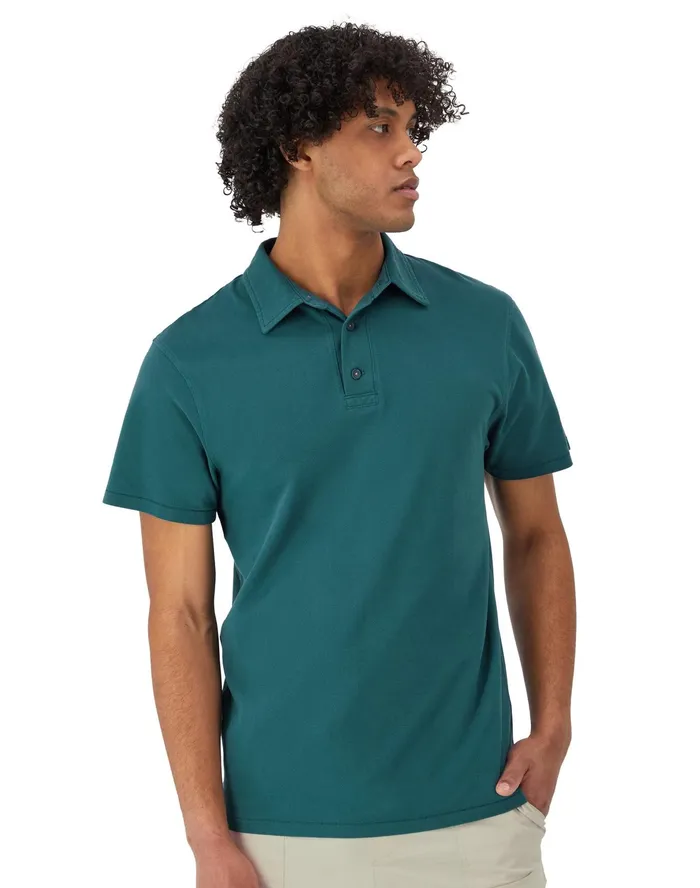Polo TShirt Vintage Wash Metallic Teal Men Champion TShirts and Tops