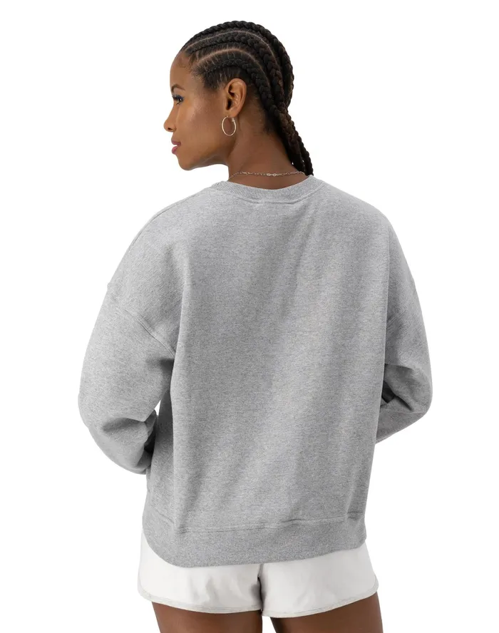 Powerblend Crewneck Sweatshirt C Logo Oxford Grey Heather Women Champion Hoodies and Sweatshirts