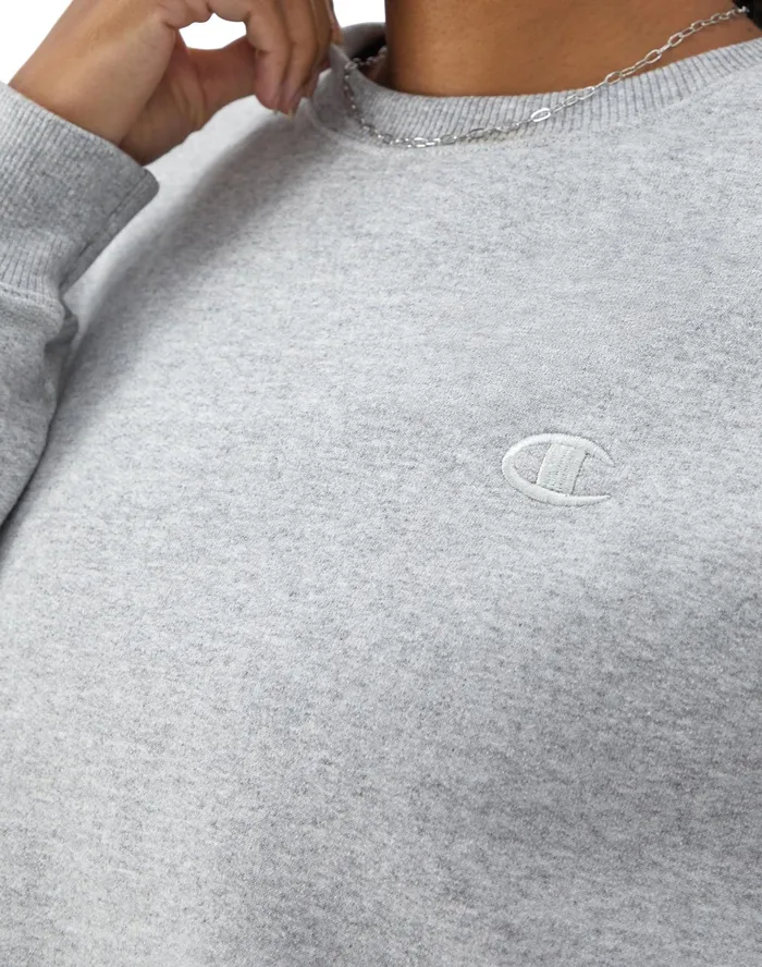 Powerblend Crewneck Sweatshirt C Logo Oxford Grey Heather Women Champion Hoodies and Sweatshirts