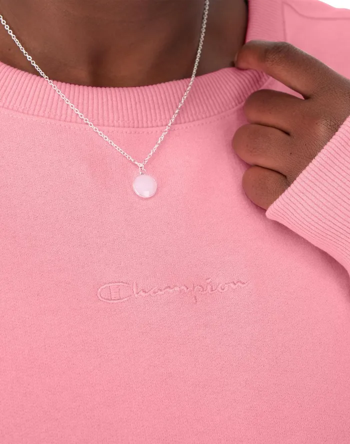 Powerblend Crewneck Sweatshirt Embroidered Script Logo Plus Size Marzipan Pink Women Champion Hoodies and Sweatshirts