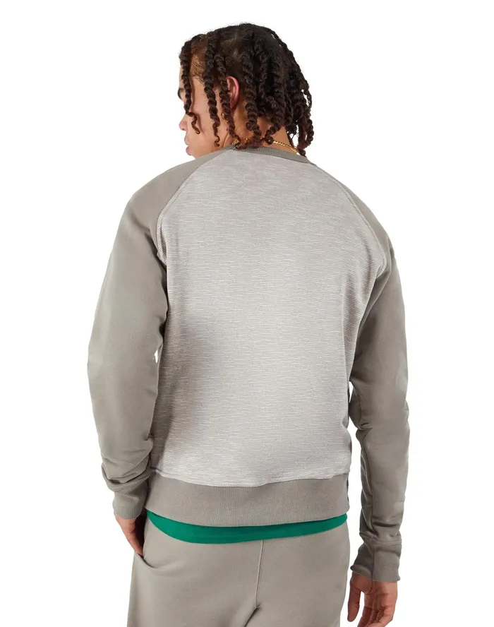 Powerblend Crewneck Sweatshirt Striped C Logo Sandalwood Greyarctic Cold Beigesandalwood Grey Men Champion Hoodies and Sweatshirts