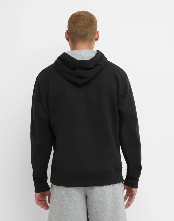 Powerblend Hoodie C Logo Black Men Champion Hoodies and Sweatshirts