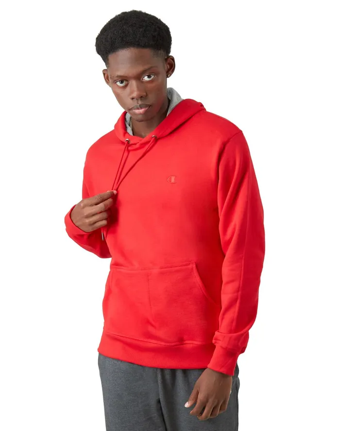 Powerblend Hoodie C Logo Team Red Scarlet Men Champion Hoodies and Sweatshirts
