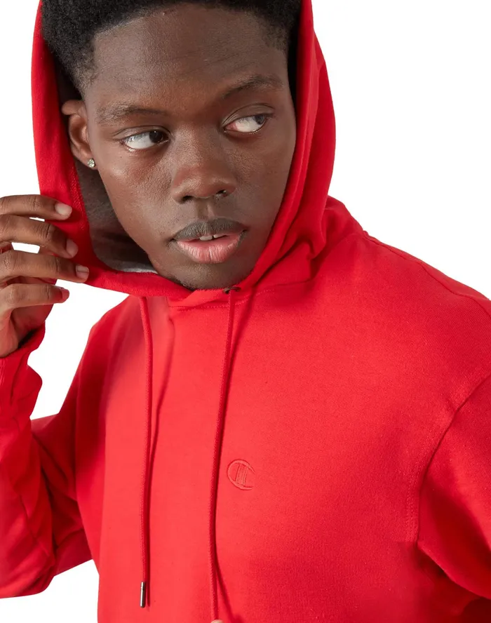 Powerblend Hoodie C Logo Team Red Scarlet Men Champion Hoodies and Sweatshirts