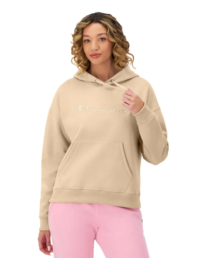 Powerblend Hoodie Relaxed Full Embroidered Script Logo Champagne Frost Women Champion Hoodies and Sweatshirts Powerblend Hoodie Relaxed Full Embroidered Script Logo Champagne Frost Women Champion Hoodies and Sweatshirts