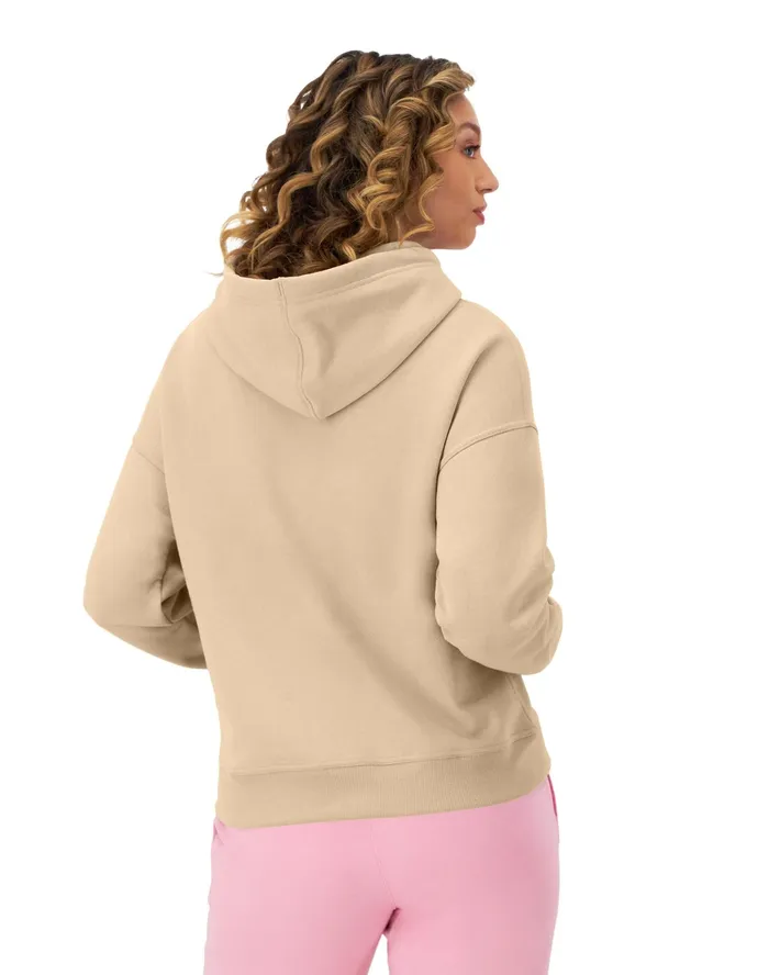 Powerblend Hoodie Relaxed Full Embroidered Script Logo Champagne Frost Women Champion Hoodies and Sweatshirts