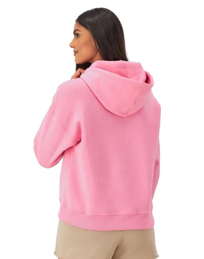 Powerblend Hoodie Relaxed Full Embroidered Script Logo Marzipan Pink Women Champion Hoodies and Sweatshirts