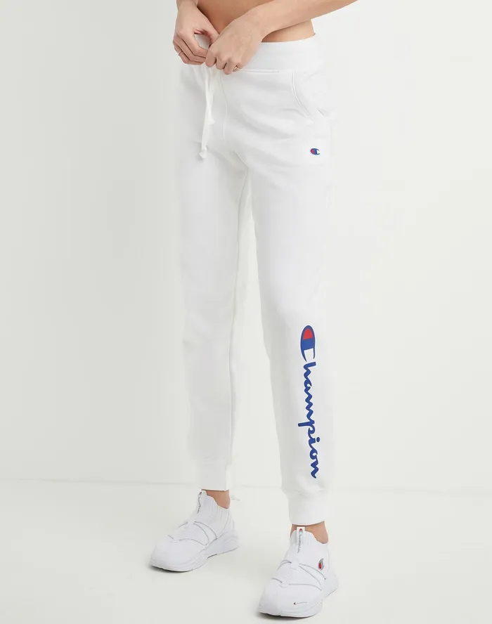Powerblend Joggers Classic Script Logo 29034 White Women Champion Pants