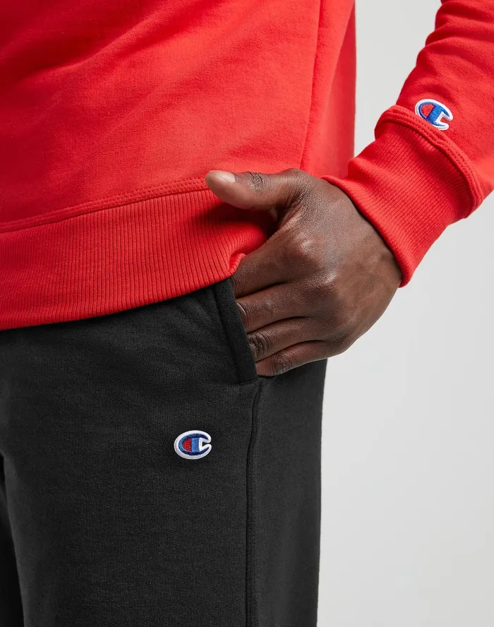 Powerblend Sweatpants Open Hem C Logo 32034 Black Men Champion Pants and Joggers