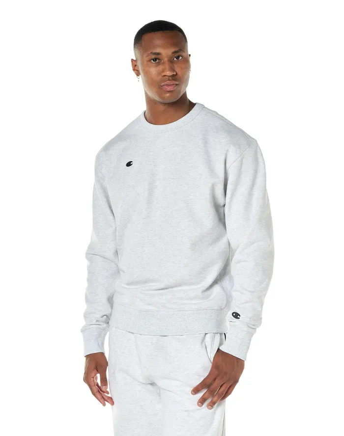Premium Weave Crewneck Sweatshirt C Logo Silver Grey Men Champion Hoodies and Sweatshirts