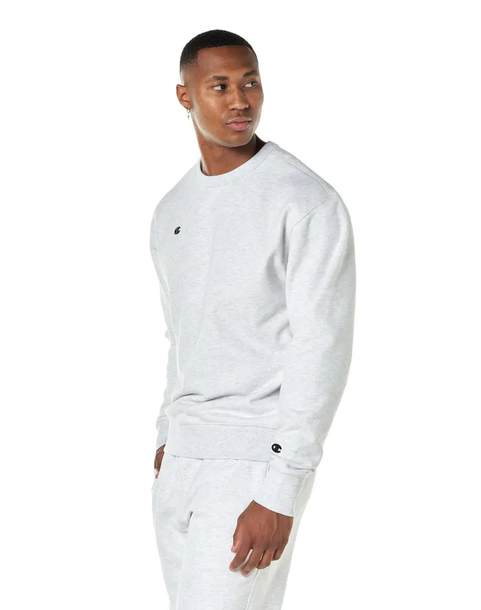 Premium Weave Crewneck Sweatshirt C Logo Silver Grey Men Champion Hoodies and Sweatshirts