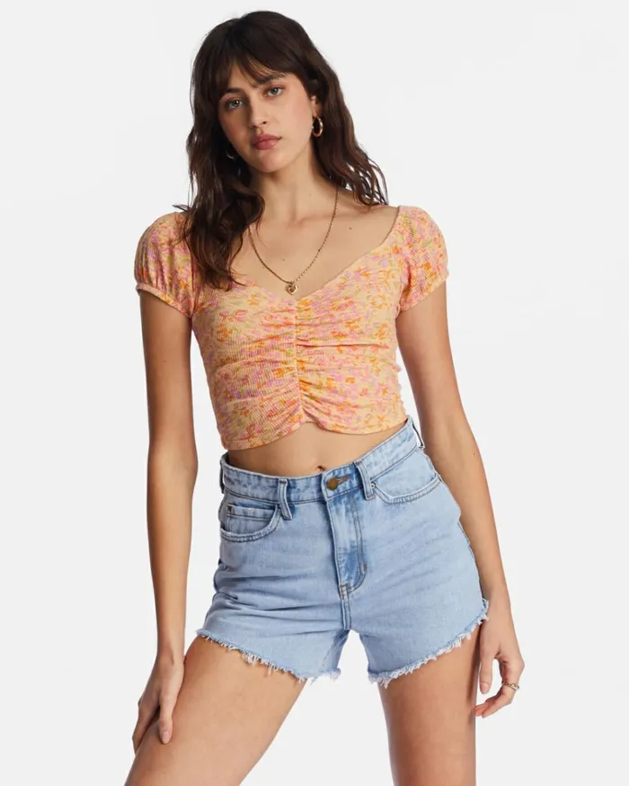 Pretty Sweet Crop Top Peach Punch Women Billabong Tops