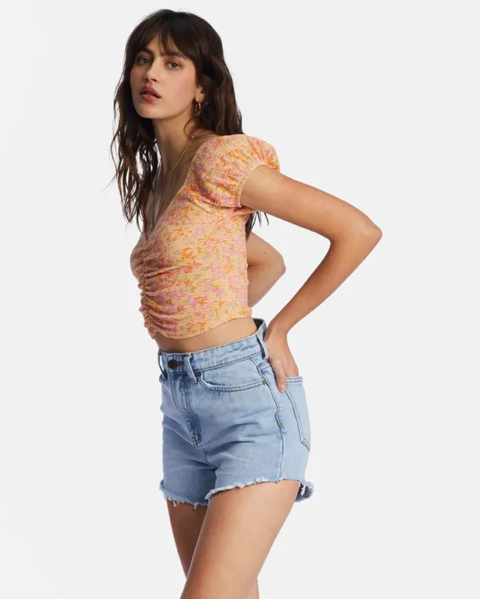 Pretty Sweet Crop Top Peach Punch Women Billabong Tops
