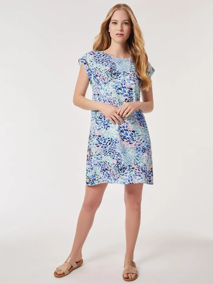 Printed Side Button Swing Dress Women Jones New York Dresses
