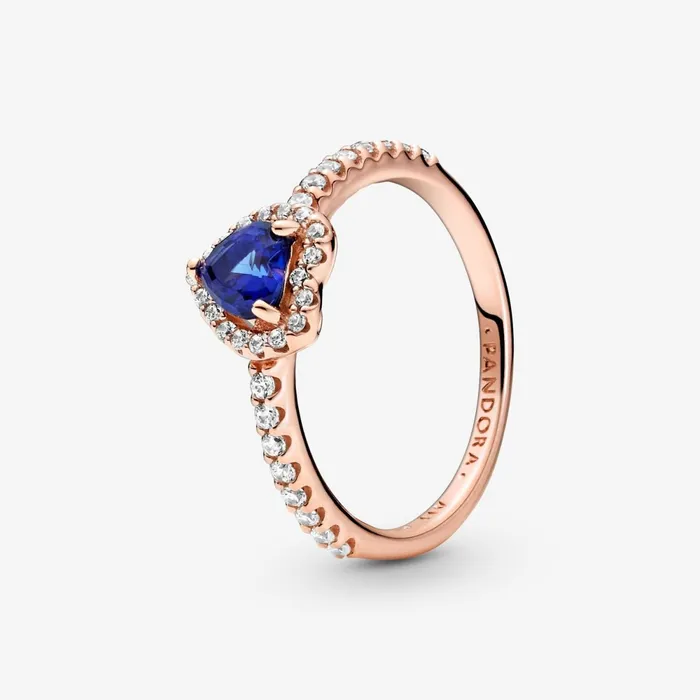 Promise Rings Women Pandora Sparkling Blue Elevated Heart Ring Blue