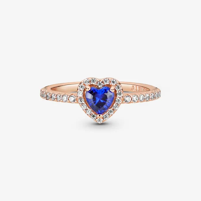Promise Rings Women Pandora Sparkling Blue Elevated Heart Ring Blue
