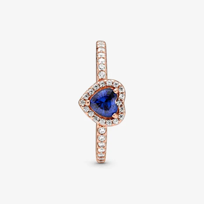 Promise Rings Women Pandora Sparkling Blue Elevated Heart Ring Blue