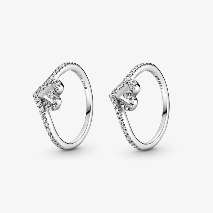 Promise Rings Women Pandora Sparkling Wishbone Friendship Ring Bundle
