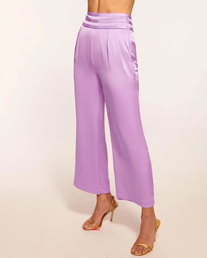 Ramy Brook Bottoms Women Joss Cropped Wide Leg Pant Mosaic Purple