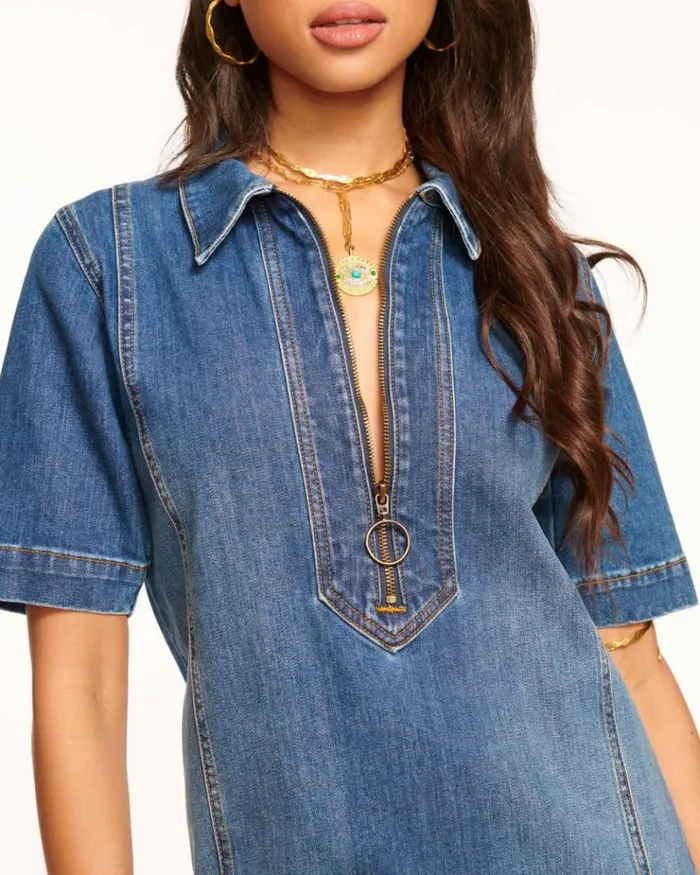 Ramy Brook Denim Women Tunechi Denim Shirt Dress Mercer Wash