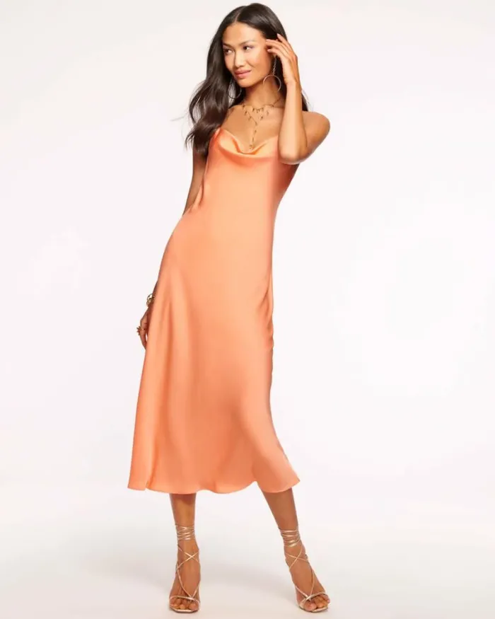 Ramy Brook Dresses Women Averi Slip Midi Dress Tropic Orange