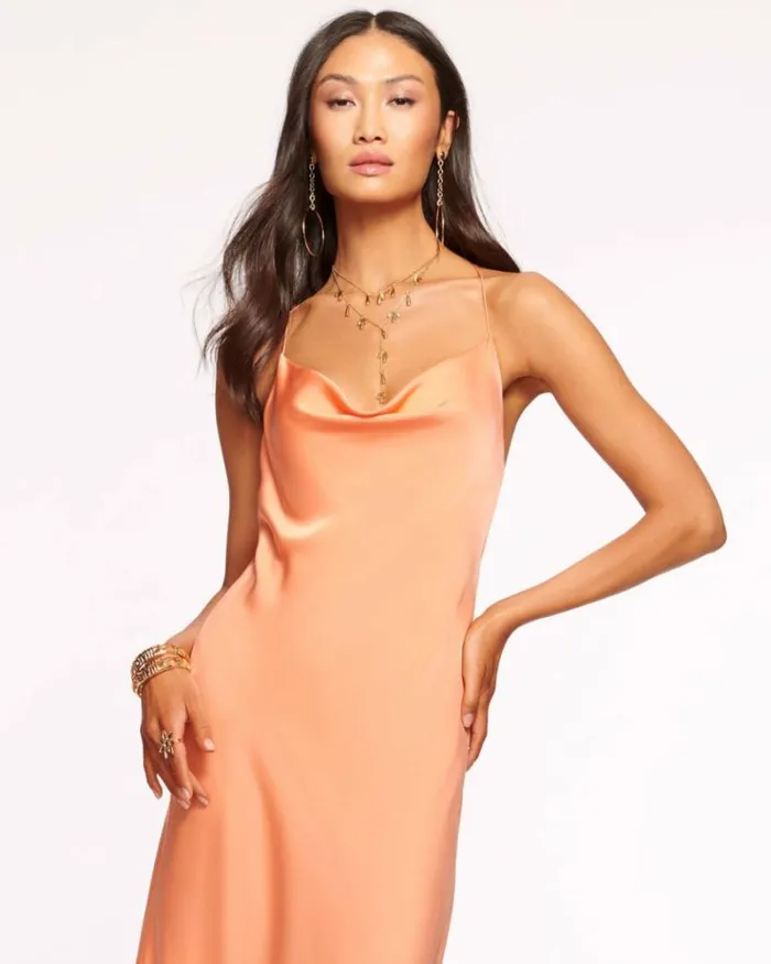 Ramy Brook Dresses Women Averi Slip Midi Dress Tropic Orange