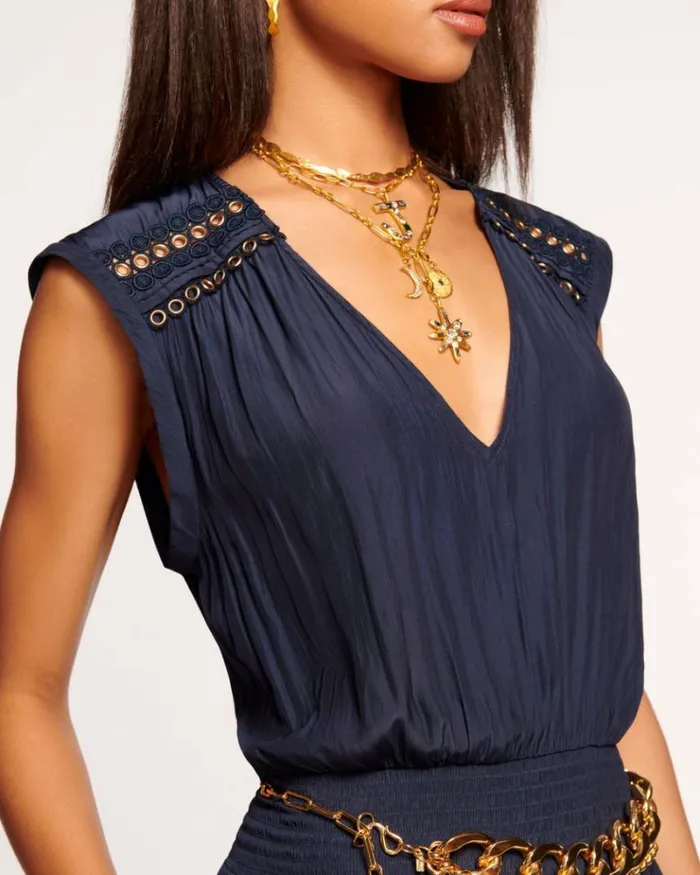 Ramy Brook Jumpsuits Women Bristol Embellished Jumpsuit Navy