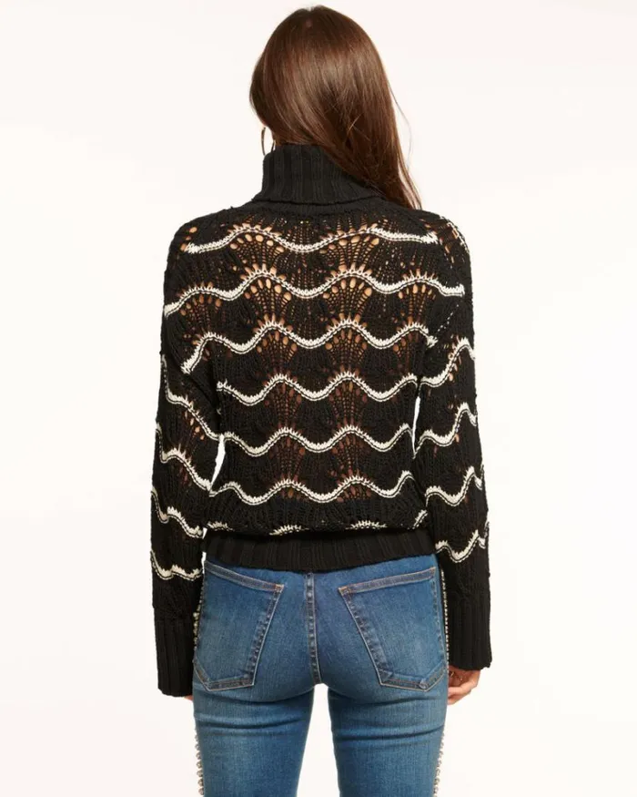 Ramy Brook Sweaters Women Skye Turtleneck Sweater Black Wave
