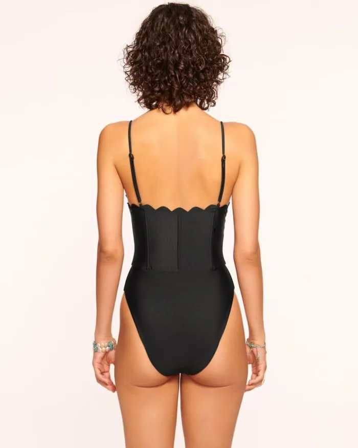 Ramy Brook Swim and Coverups Women Mikayla Scalloped One Piece Swimsuit Black